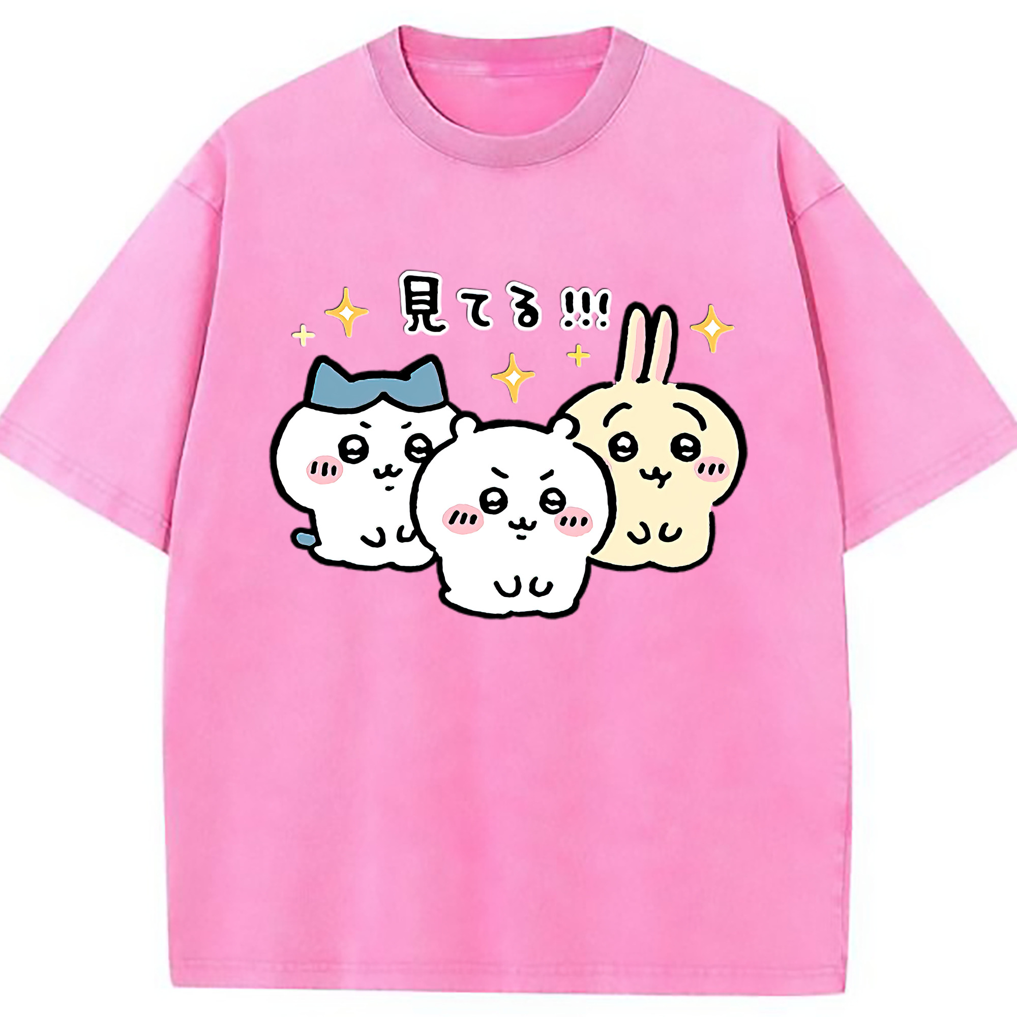 （画像用） ちいかわ ハチワレ Chii-kawa hachiware 綿100% ヴィンテージ風 半袖Tシャツ（フロントプリント）